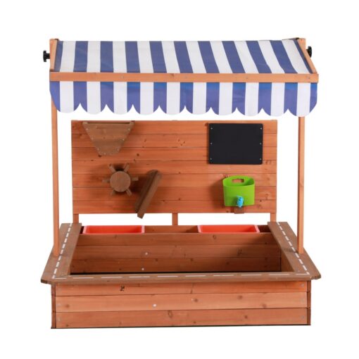 Keezi Wooden Sandpit with Canopy & Funnel – image 3