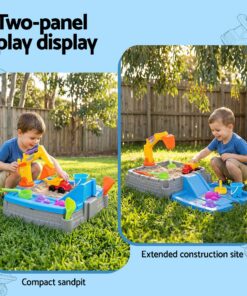 Keezi 2-in-1 Kids Sandpit with Working Excavator - Image 4