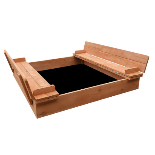 Keezi Wooden Kids Sandpit with Fold-Down Seats – image 1