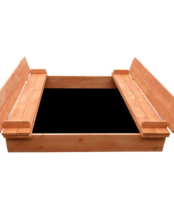 Keezi Wooden Kids Sandpit with Fold-Down Seats - Image 3