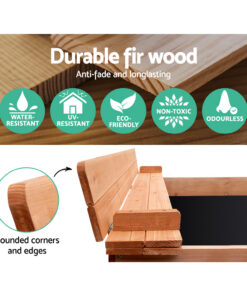Keezi Wooden Kids Sandpit with Fold-Down Seats - Image 5