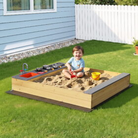 Keezi Wooden Sandpit Mud Kitchen with Sink – image 1