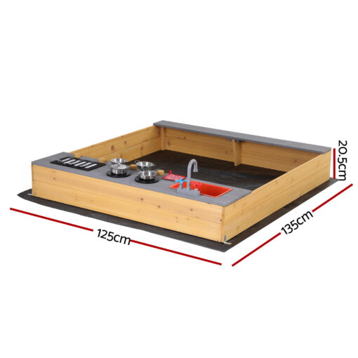 Keezi Wooden Sandpit Mud Kitchen with Sink – image 2