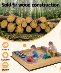 Keezi Wooden Sandpit Mud Kitchen with Sink - Image 6