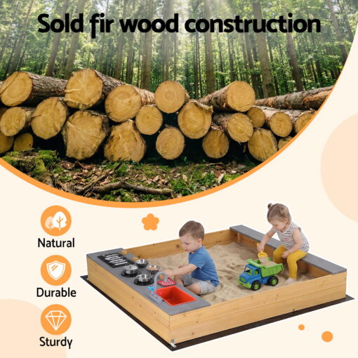 Keezi Wooden Sandpit Mud Kitchen with Sink – image 6