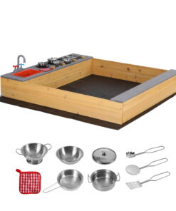 Keezi Wooden Sandpit Mud Kitchen with Sink - Image 9