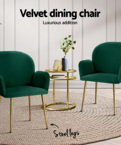 Artiss Velvet Dining Chairs Set of 4 - Luxurious Comfort - Image 4