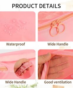 7 Piece Waterproof Nylon Packing Cube Set, Pink - Image 3