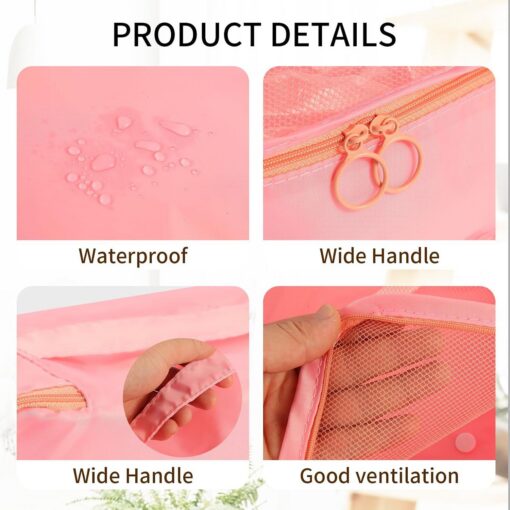7 Piece Waterproof Nylon Packing Cube Set, Pink – image 3