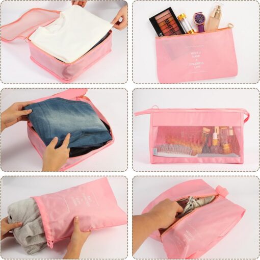 7 Piece Waterproof Nylon Packing Cube Set, Pink – image 4