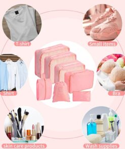 7 Piece Waterproof Nylon Packing Cube Set, Pink - Image 7