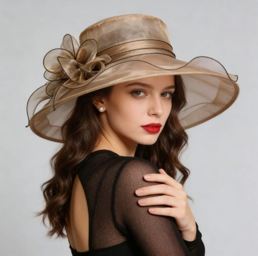 Women's Foldable Organza Sun Hat, Wide Brim – image 1