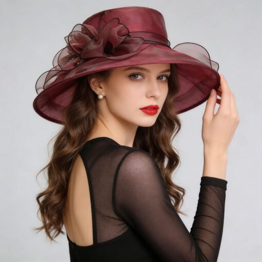 Women's Foldable Organza Sun Hat, Wide Brim – image 2