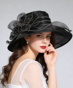 Women's Foldable Organza Sun Hat, Wide Brim - Image 3