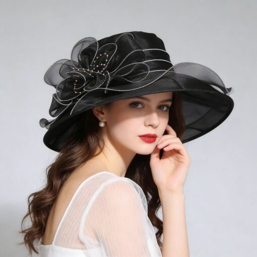 Women's Foldable Organza Sun Hat, Wide Brim – image 3