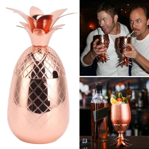 Pineapple Cocktail Shaker 500ml Rose Gold – image 11