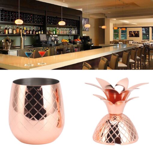 Pineapple Cocktail Shaker 500ml Rose Gold – image 12