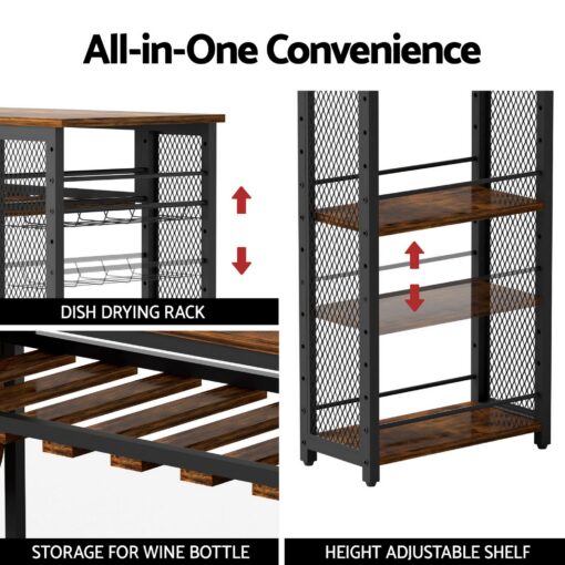 Artiss Bar Table Set with Wine Rack and 2 Stools – image 9
