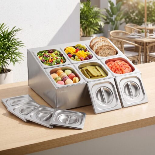 5-Star Chef Six Pan Station with Stainless Lids – image 1