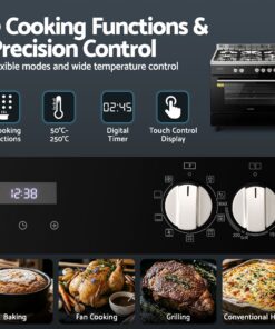 Devanti 90cm Dual Fuel Cooker 5 Burner 121L Oven - Image 6