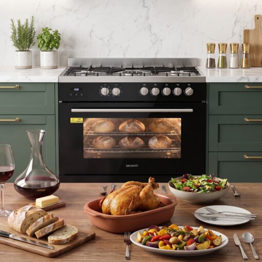 Devanti 90cm Dual Fuel Cooker 5 Burner 121L Oven – image 9