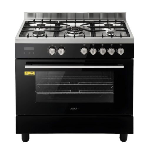 Devanti 90cm Dual Fuel Cooker 5 Burner 121L Oven – image 10