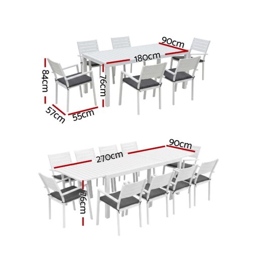 Gardeon 11 Piece Outdoor Dining Set Extendable Table – image 2