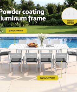 Gardeon 11 Piece Outdoor Dining Set Extendable Table - Image 4