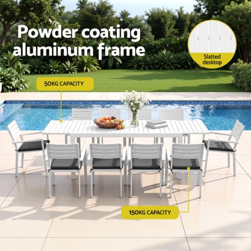 Gardeon 11 Piece Outdoor Dining Set Extendable Table – image 4