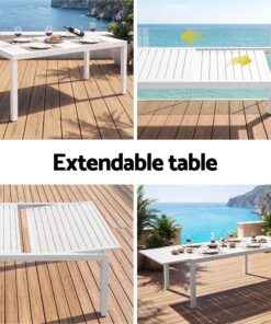 Gardeon 11 Piece Outdoor Dining Set Extendable Table - Image 6