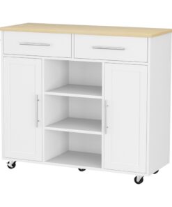 Artiss Kitchen Island Trolley with 5 Casters - Image 1