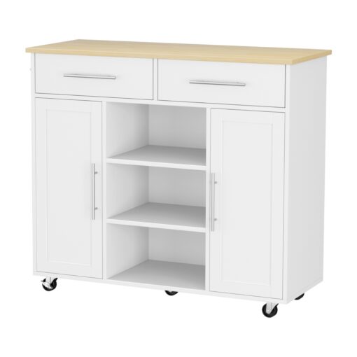 FUR-S-KI-100-WH-AB-202508061852-00.jpg Artiss Kitchen Island Trolley with 5 Casters – image 1