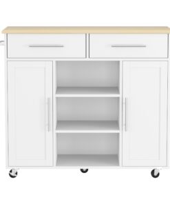 Artiss Kitchen Island Trolley with 5 Casters - Image 4