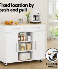 Artiss Kitchen Island Trolley with 5 Casters - Image 5