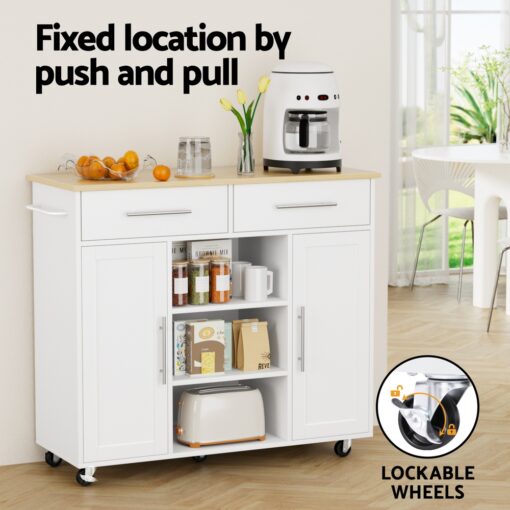 Artiss Kitchen Island Trolley with 5 Casters – image 5