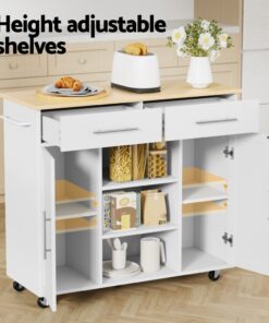 Artiss Kitchen Island Trolley with 5 Casters - Image 6