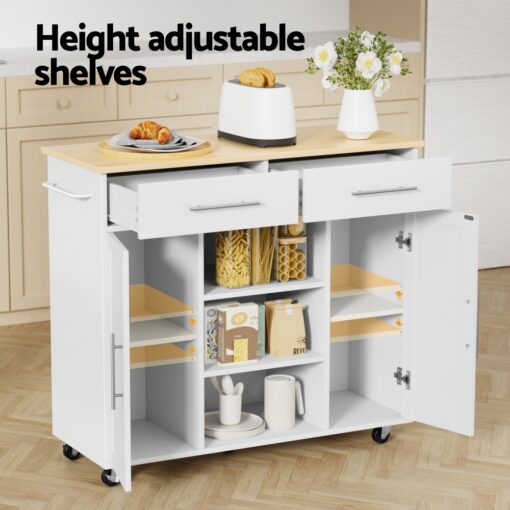 Artiss Kitchen Island Trolley with 5 Casters – image 6