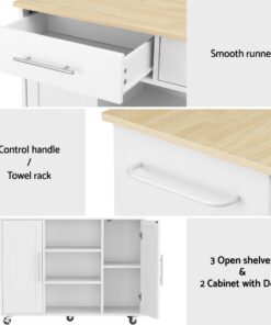 Artiss Kitchen Island Trolley with 5 Casters - Image 7