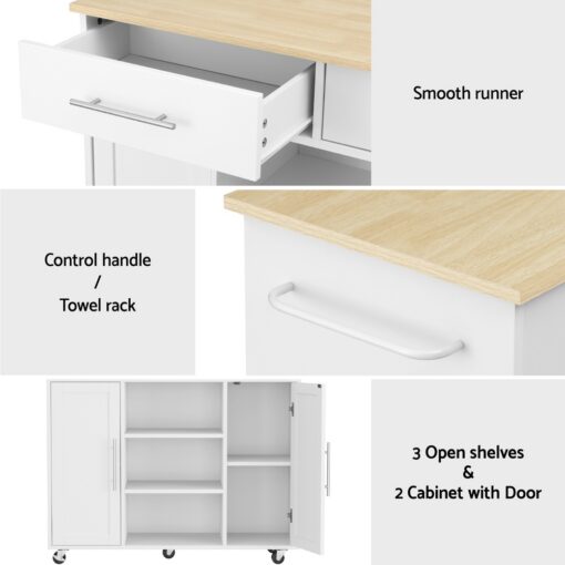 Artiss Kitchen Island Trolley with 5 Casters – image 7