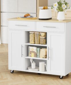 Artiss Kitchen Island Trolley with 5 Casters - Image 8