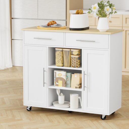 Artiss Kitchen Island Trolley with 5 Casters – image 8