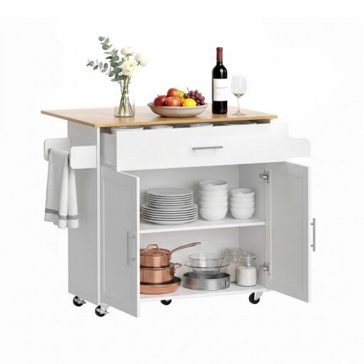 Artiss Kitchen Island Trolley with Foldable Leaf – image 1