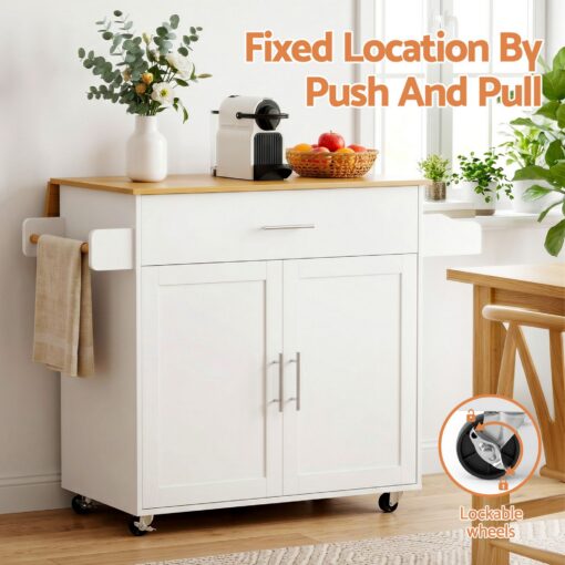 Artiss Kitchen Island Trolley with Foldable Leaf – image 6