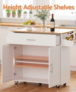 Artiss Kitchen Island Trolley with Foldable Leaf - Image 7