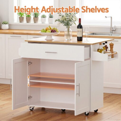 Artiss Kitchen Island Trolley with Foldable Leaf – image 7
