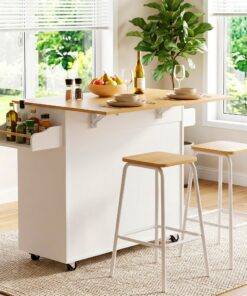Artiss Kitchen Island Trolley with Foldable Leaf - Image 8