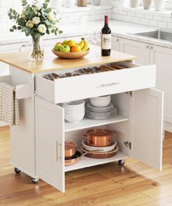 Artiss Kitchen Island Trolley with Foldable Leaf - Image 9