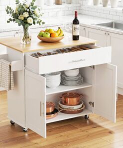 Artiss Kitchen Island Trolley with Foldable Leaf - Image 10