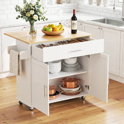 Artiss Kitchen Island Trolley with Foldable Leaf – image 10