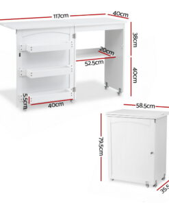 Artiss Folding Sewing Table with Storage - Image 3